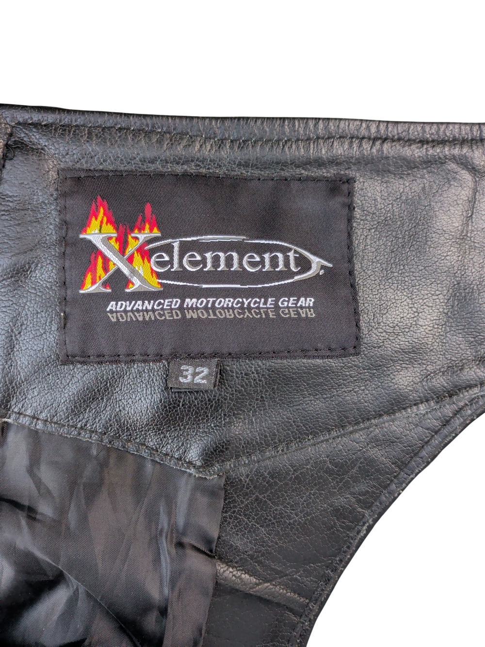 Xelement Black Leather Motorcycle Chaps Size 32 Zip Sides Biker